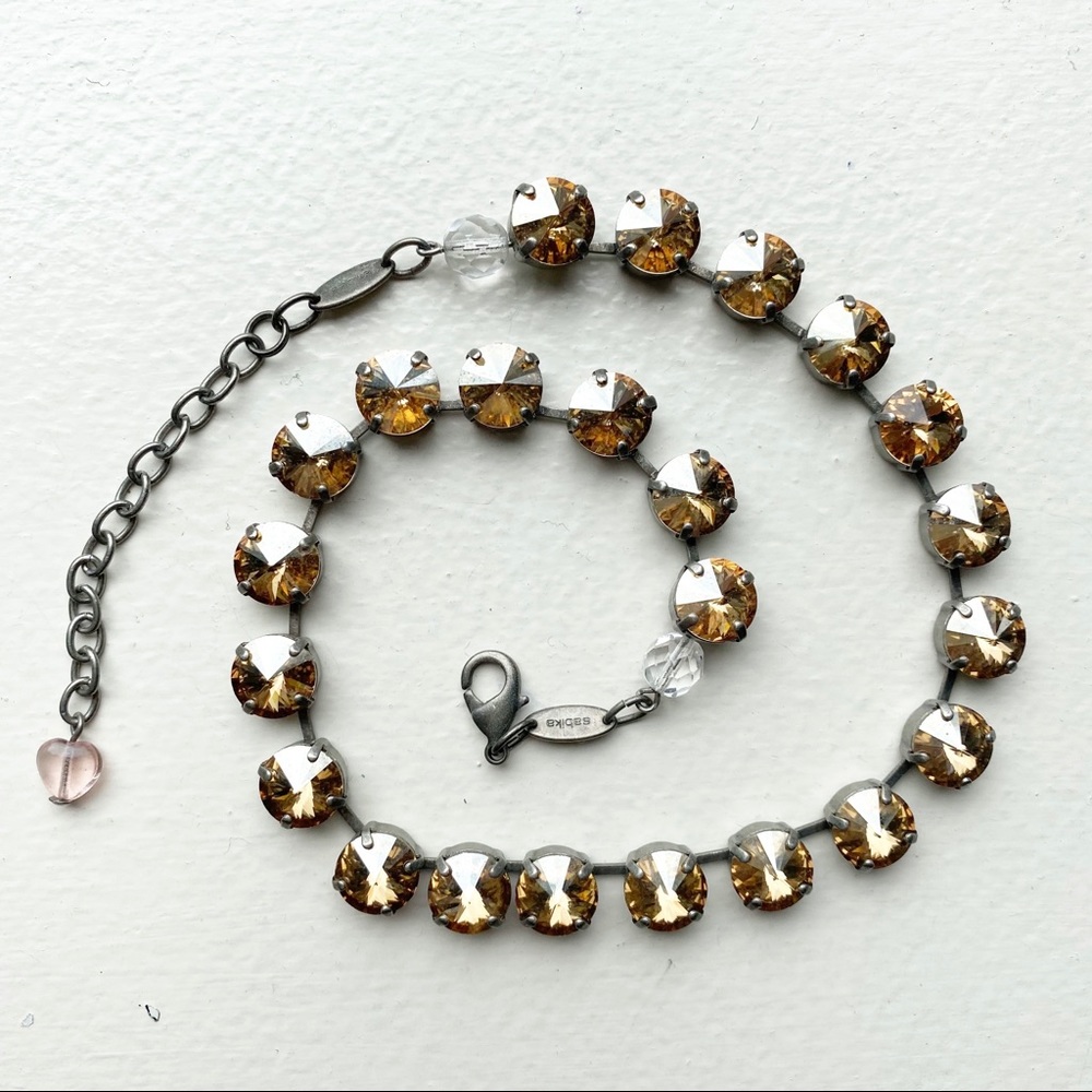 Sabika Champagne Manhattan Chunky Crystal Choker Gold Antique Silver - Picture 10 of 11